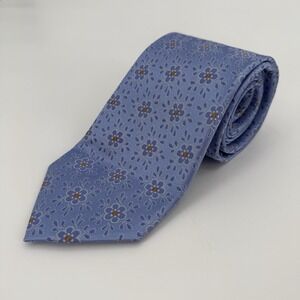 Desantis Collection Mens Silk Tie Blue‎ Floral Gravatta Fatta A Mano Handmade